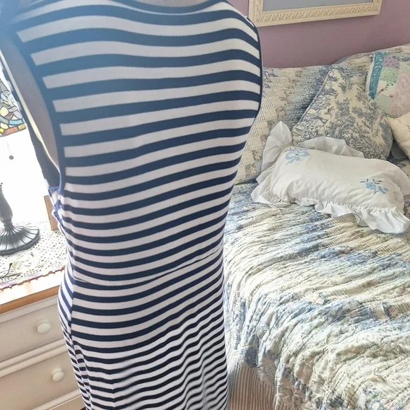SPENSE Tank Dress Stretchy Casual Blue & White Stripes-Large - Picture 7 of 10